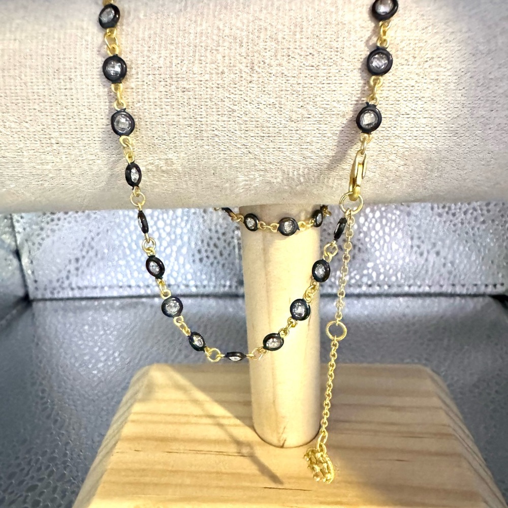 FREIDA ROTHMAN FACETED STONES WRAP CHAIN NECKLACE 16”-18” Adjustable